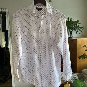 Ben Sherman White Shirt with Red and Blue Pattern
